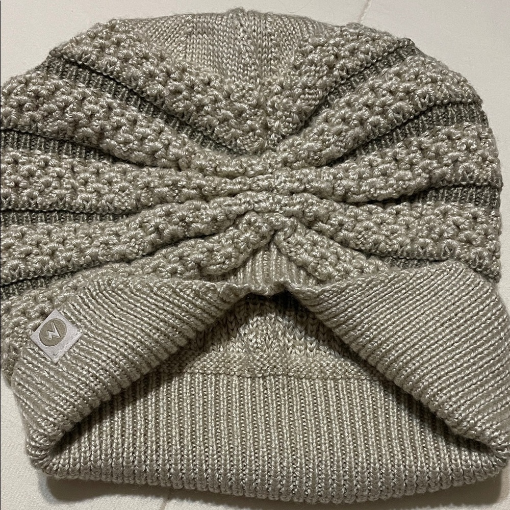 Textured Gray Knit Beanie
